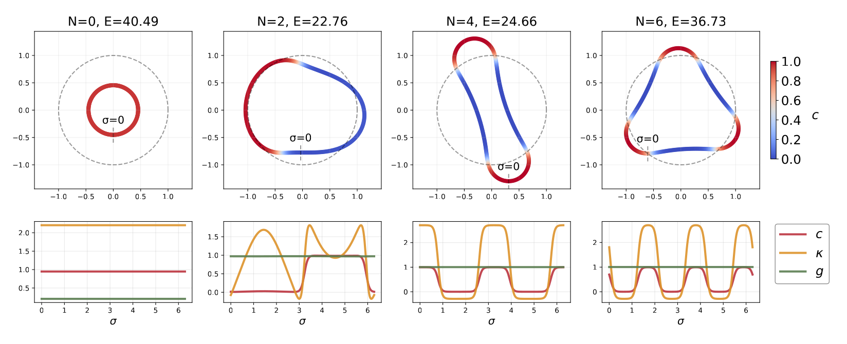 Free-energy minimizing circle, acorn, peanut, and polygon morphologies